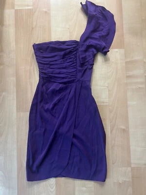 Laila Azhar 100% Silk SZ 0 One Cascading Shoulder Dress Purple - Image 1 of 4