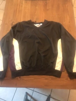 Chaqueta cortavientos vintage para bicicleta XL pulóver negro púrpura y blanco Foto 1 de 4