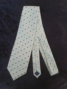 VINTAGE WOVEN SILK GOODMATE TIE - YELLOWY CREAM & LIGHT BLUE DIAMONDS EXCELLENT - Imagen 1 de 5