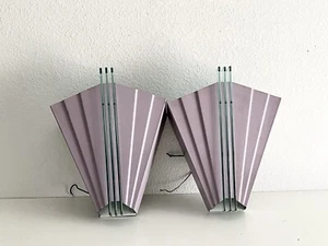 PAIR vtg 1980s ART DECO revival WALL SCONCES lights LAMPS MCM - Picture 1 of 7