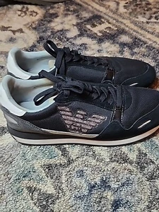Emporio Armani sneakers men X3X058XM511 Black leather and Silver Details shoes - Picture 1 of 16