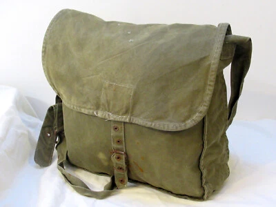 Soviet Era 50s Bulgarian Army breadbag Satchel shoulder bag military green rustK - Image 1 of 4