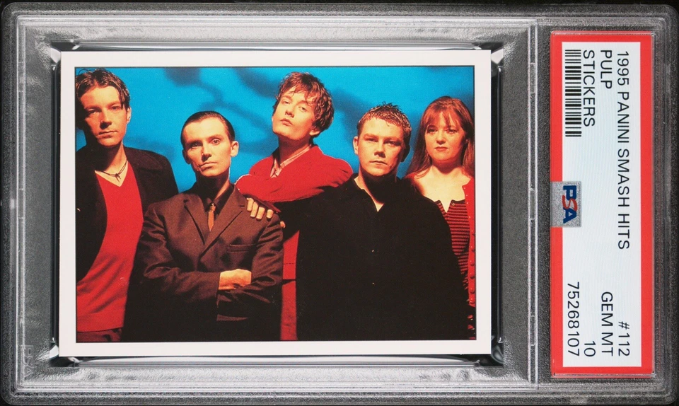 PSA 10 Pulp Rookie Card 1995 Panini Smash Hits Stickers Jarvis Cocker Band 90s - Image 1 of 2