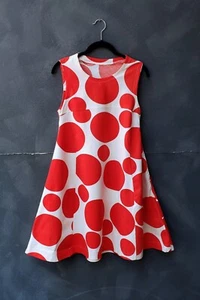 Mini Vestido Vintage Años 70 Rojo y Blanco Lunares Algodón XS - Imagen 1 de 10