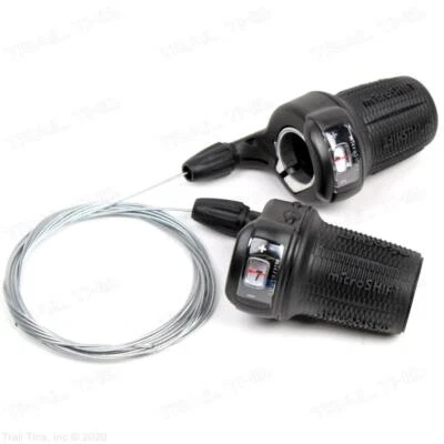 MicroShift Bicycle Twist Shift Triple 7-Speed Shifter Set w/ Gear Display Window - Image 1 of 3