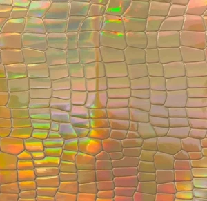 Tela de tapicería de vinilo de cuero sintético a escala de holograma dorado - Imagen 1 de 1