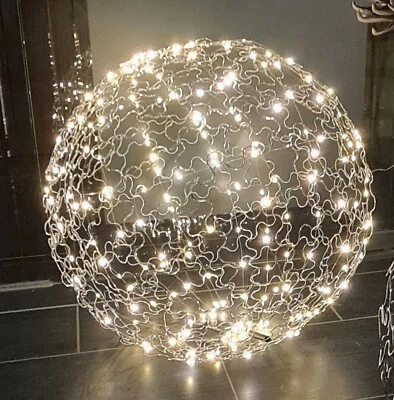 Drahtkugel Lampe Alu LED 45cm oder 50 cm  DYI Handarbeit Garten Geschenk SOLAR - Bild 1 von 4