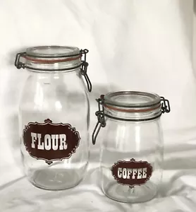 VINTAGE: Triomphe France GLAS Mehl, Kaffeedose/Kanister Draht Kaution Deckelverschluss - Bild 1 von 10