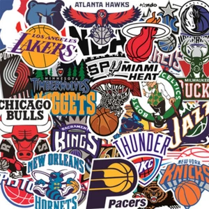 32pcs Basketball Sports Team NBA Stickers KINGS LAKERS 76ERS BULLS JAZZ Skate - Picture 1 of 7