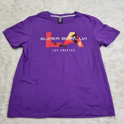 NFL Team APPAREL Men Size Medium Purple Super Bowl LVI Los Angles Tee C6 - Image 1 of 4