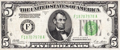 1928B $5 DGS Federal Reserve Note Fr. 1952-F Atlanta SN F18707978A - Image 1 of 2