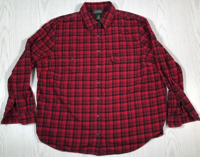 Lauren Ralph Lauren Flannel Shirt Women 2X Red Plaid Pockets Plus Size Cotton - Image 1 of 4