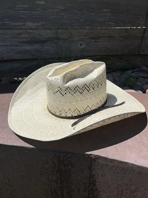 Rodeo King 25X Largo Ovalado Ventilado Abierto Paja Sombrero de Vaquero Talla 7 Envío Rápido TX Foto 1 de 4