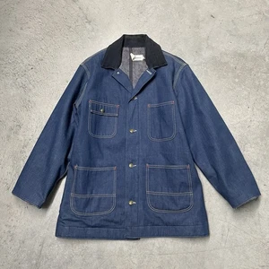 Sears Tradewear Blanket Lined Vintage Denim Chore Coat Jacket Men's Large Tall - Picture 1 of 21