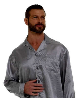 Mens Silk Satin Pajamas -PJ Set BLACK DIAMOND + ''5 DAY DELIVERY - USA Seller - Image 1 of 4