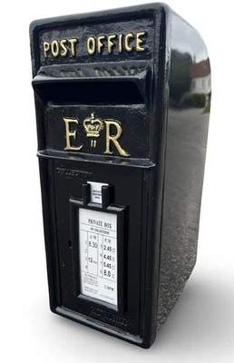 ER Post Box Black Cast Iron British Post office Standard GPO Royal Mail - Image 1 of 4