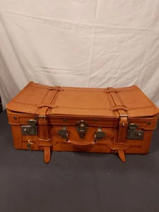 Schicker Vintage Leder Koffer Oldtimer Braun, 58 X 32,5 X 20 Cm, Mit Schlüssel - Bild 1 von 24