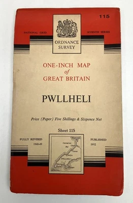 Ordnance Survey One Inch Map - No 115 - Pwllheli - Paper - Image 1 of 3