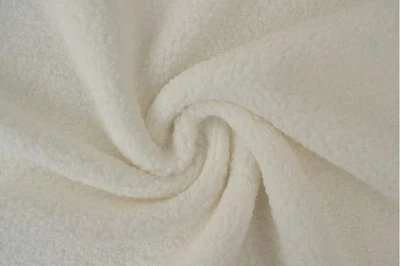 1m Curly Teddy Faux Fur Fabric 63" White Light Stretch Thick Winter Coat Jacket - Image 1 of 4