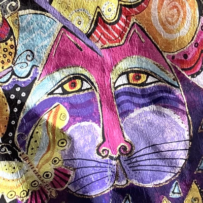 Laurel Burch Crossbody Bag Metallic Foiled Canvas Cats New 12x13 - Image 1 of 4