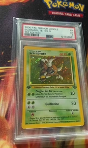 2000 Pokemon FRENCH 1st Edition Jungle Scarabrute-Pinsir Holo 9/64 PSA 5 - Picture 1 of 5