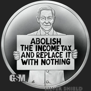2025 ABOLISH INCOME TAX  1 oz .999 Fine Silver Shield Proof MICROMINTAGE INSTOCK - Picture 1 of 4