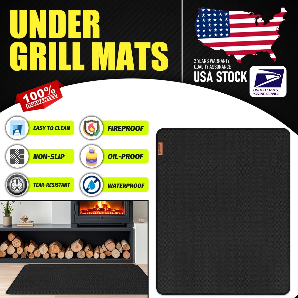 Outdoor Fire Pit Indoor Fire Resistent Fireplace Mat 152 U00d7100 Cm, Fire Pit Mat Fireproof Mat For Under Bbq