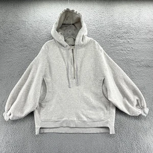 Free People Hoodie Womens Small S Gray Oversized Slouchy Travel 1/2 Zip Hoodie - Picture 1 of 13