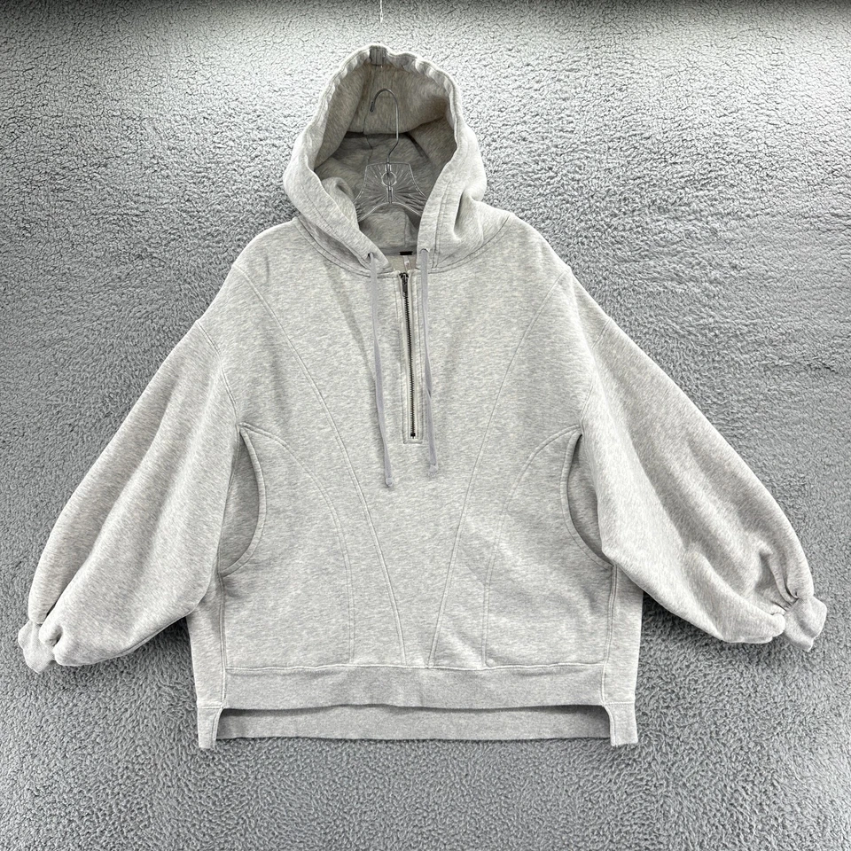 Sudadera con capucha Free People para mujer pequeña S gris de gran tamaño holgada de viaje 1/2 cremallera sudadera con capucha Foto 1 de 4