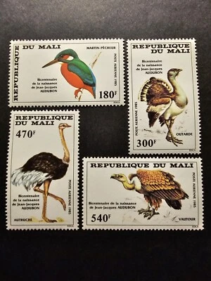 Sello Mali Birds J.J. Audubon Correo Aéreo No. 503/506 Nuevo ** Lujo MNH Foto 1 de 2