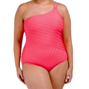 La Blanca One Piece Swim Suit Women's 16 Asymmetrical One Shoulder Lace Up Coral - Picture 1 of 8
