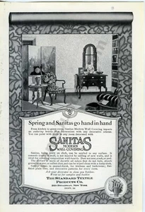 1923 Sanitas Cloth Wall Coverings Standard PRINT AD Over 100 years old (3277) - Picture 1 of 1