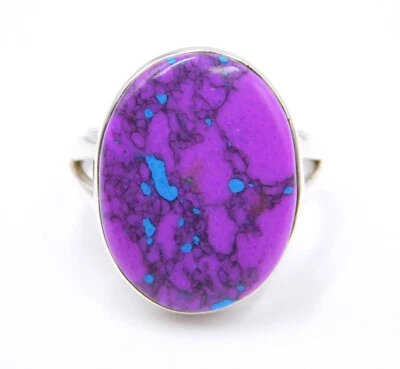 4.7 GM 925 Argento Sterling Naturale Viola Rame Pietra Turchese Misura Anello - Immagine 1 di 4