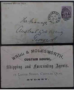 1895 NSW Australia 1d Violet Pre print Advertising Cover WALL& MOLESWORTH - Picture 1 of 4