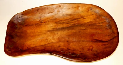VINTAGE PRIMITIVE WOOD HAND-CARVED LARGE 21" SERVING TRAY RUSTIC FARMHOUSE CHIC - Image 1 of 4