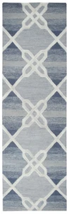 2x8 Rizzy Rugs Blue Geometric Diamonds Lines Runner CE9605 - Aprx 2' 6" x 8' - Picture 1 of 3