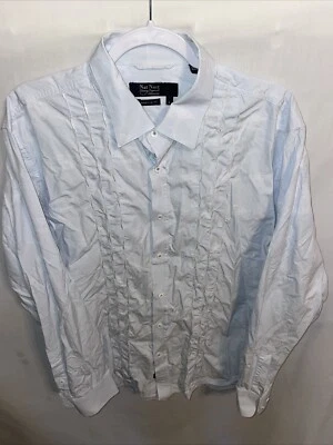 Nat Nast Luxury Originals Dress Shirt Mens Size Large Light Blue Striped Party - Image 1 of 4