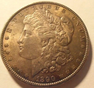 1890 P Morgan Silver Dollar, AU  (90PFA1) - Picture 1 of 4