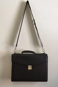Armani Collezioni Briefcase with Shoulder Strap in Brown Leather - Picture 1 of 11