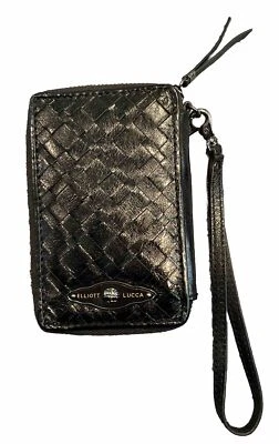 EUC ELLIOTT LUCCA Black Leather Wristlet Zip Around Wallet Phone Pocket - Image 1 of 3