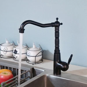 Mezclador de fregadero negro de baño/cocina grifos de mango único cubierta montada - Imagen 1 de 11