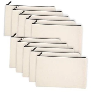 Blank DIY Craft Bag Canvas Pencil Case Blank Makeup Bags- Canvas 10 Beige - Picture 1 of 7