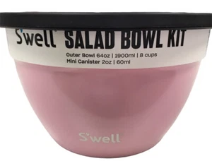 Swell S’well Pink Salad Bowl Kit 8 Cups Outer Bowl & Mini Canister Brand New - Picture 1 of 5