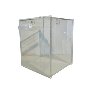 Clear Transparent Lucite Acrylic Rectangular Lidded Box with Handle Vintage MCM - Picture 1 of 17