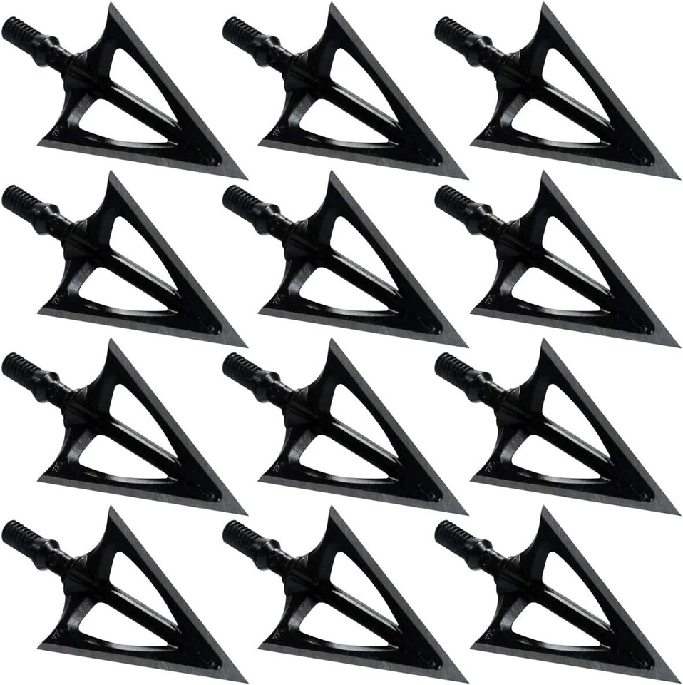 12Pcs Black Whirlwind Broadheads Quench High-tensile steel 3-Blade Arrow Tips - Image 1 of 4