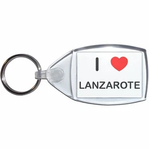 Lanzarote I Love Heart Clear Plastic Key Ring (S, M or L) - Foto 1 di 8