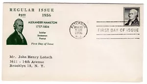 #1053 Hamilton Liberty $5 First Day Cover 1956 - Picture 1 of 2