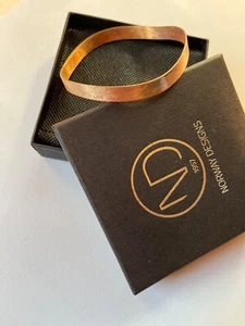 Norway Designs Wavy Slightly Etched Rose Goldtone 925 Marked Bangle Bracelet - - Picture 1 of 11
