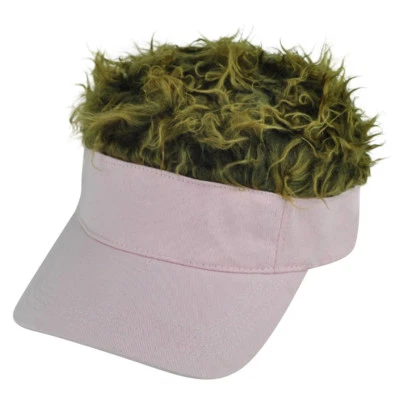 Plain Pink Brown Faux Fur Flair Hair Women Ladies Adjustable Visor Hat Sun Cap  - Image 1 of 2