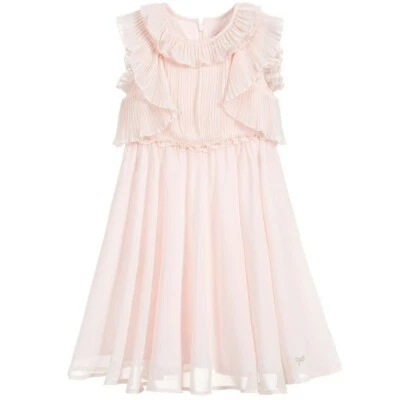 NWT Lili Gaufrette, girl's Pink Chiffon Ruffle Dress, 12 Foto 1 de 2